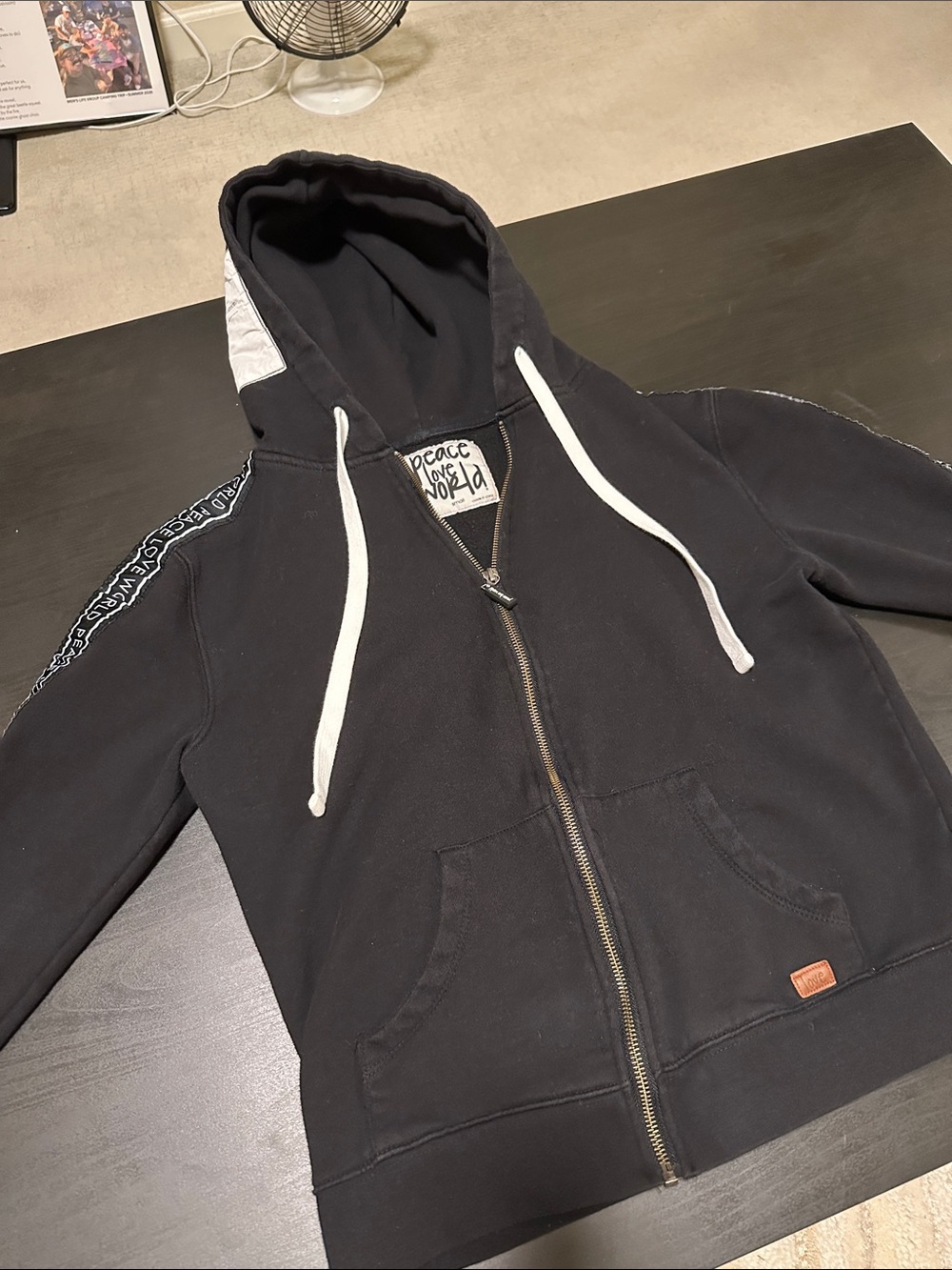 Super Cool, Stylish and Chic Peace Love World Black Zip Hoodie